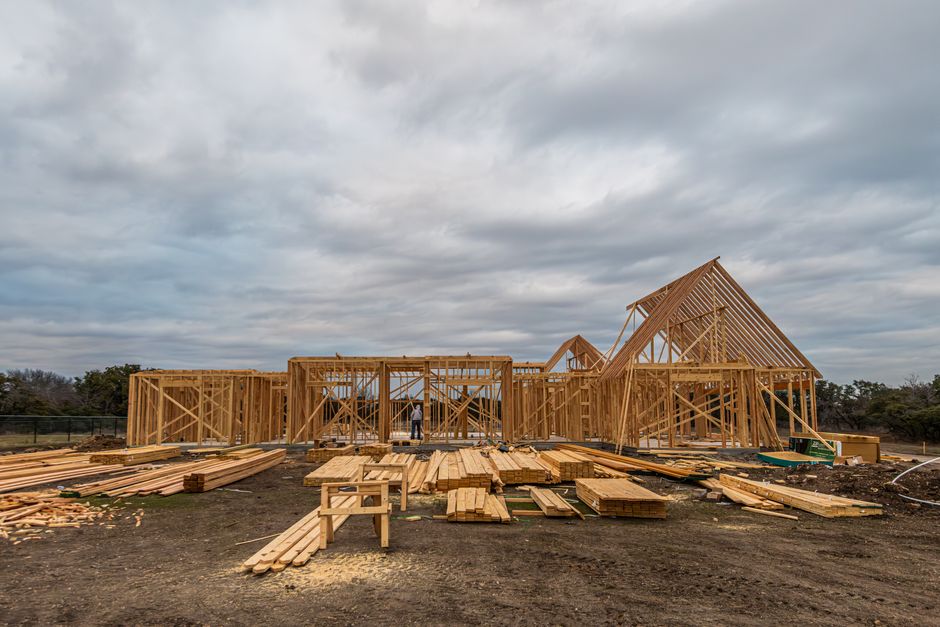 Structural framing lumber on a house